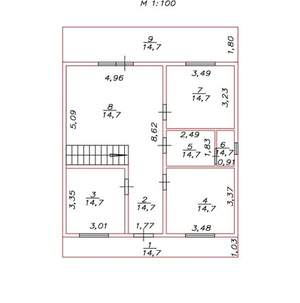 Дом 158м², 1-этажный, участок 8 сот.  