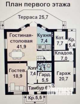 Дом 261м², 2-этажный, участок 6 сот.  