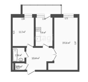 2-к квартира, на длительный срок, 46м2, 2/9 этаж