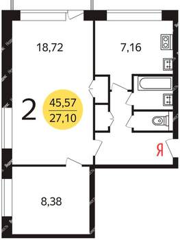 2-к квартира, на длительный срок, 46м2, 3/5 этаж