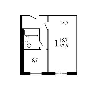 1-к квартира, на длительный срок, 33м2, 4/5 этаж