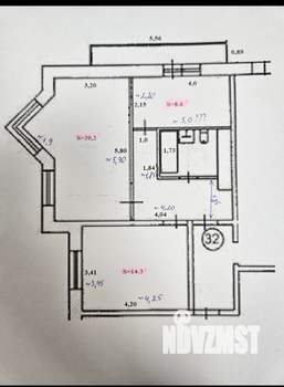 2-к квартира, на длительный срок, 56м2, 8/16 этаж