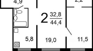 2-к квартира, на длительный срок, 56м2, 3/5 этаж