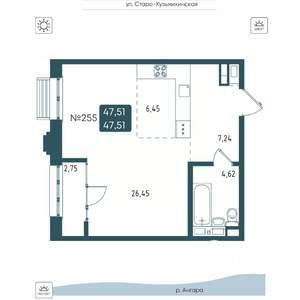 1-к квартира, вторичка, 48м2, 17/20 этаж