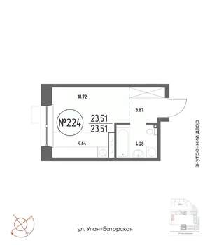 Студия квартира, вторичка, 24м2, 11/19 этаж