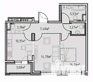 2-к квартира, вторичка, 60м2, 3/13 этаж