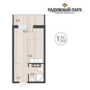 1-к квартира, вторичка, 24м2, 7/16 этаж