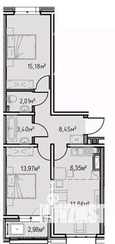 2-к квартира, вторичка, 64м2, 12/13 этаж
