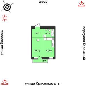 1-к квартира, строящийся дом, 34м2, 8/9 этаж
