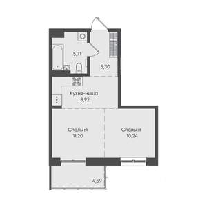 1-к квартира, вторичка, 46м2, 6/19 этаж