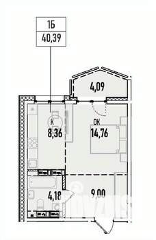 1-к квартира, вторичка, 40м2, 14/19 этаж