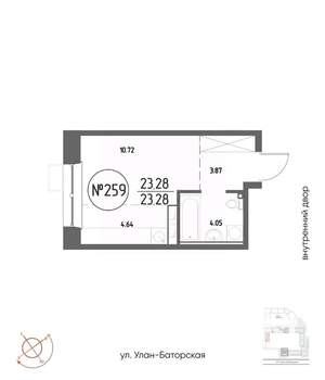 Студия квартира, строящийся дом, 23м2, 15/19 этаж
