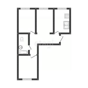 3-к квартира, вторичка, 68м2, 2/2 этаж