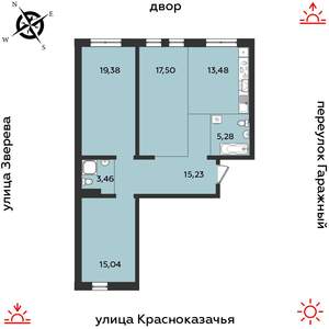 3-к квартира, строящийся дом, 89м2, 4/9 этаж