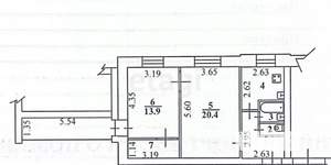 2-к квартира, вторичка, 52м2, 1/5 этаж
