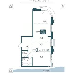 3-к квартира, вторичка, 76м2, 6/20 этаж