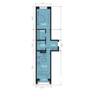 2-к квартира, вторичка, 52м2, 2/8 этаж