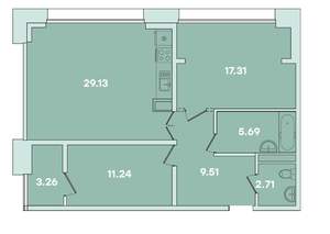 2-к квартира, вторичка, 81м2, 3/14 этаж