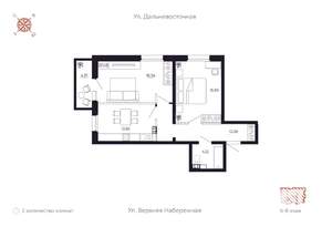2-к квартира, вторичка, 69м2, 6/8 этаж