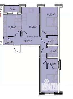 3-к квартира, вторичка, 84м2, 1/13 этаж