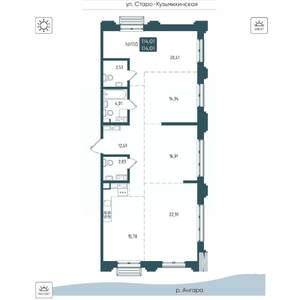 4-к квартира, вторичка, 114м2, 15/20 этаж