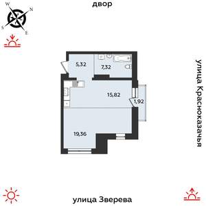 1-к квартира, строящийся дом, 50м2, 10/14 этаж
