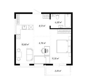 2-к квартира, вторичка, 45м2, 18/19 этаж