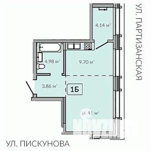 1-к квартира, строящийся дом, 39м2, 14/18 этаж