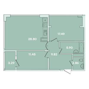 2-к квартира, вторичка, 80м2, 13/16 этаж