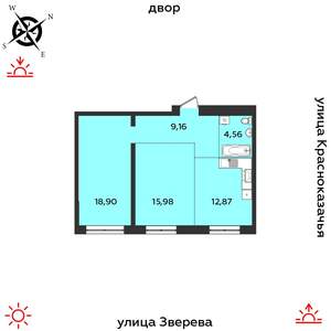 2-к квартира, строящийся дом, 61м2, 4/14 этаж