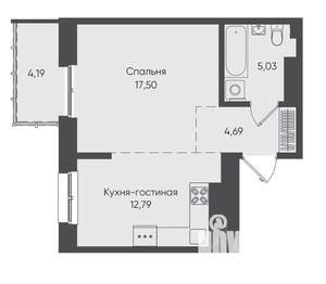 1-к квартира, вторичка, 44м2, 19/19 этаж