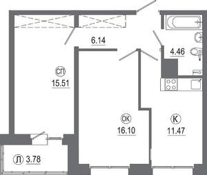 2-к квартира, вторичка, 57м2, 10/16 этаж