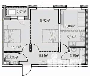 2-к квартира, вторичка, 60м2, 8/13 этаж