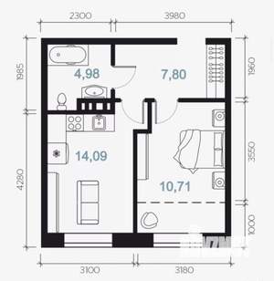 2-к квартира, вторичка, 41м2, 1/8 этаж