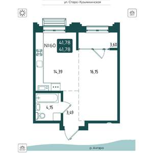 1-к квартира, вторичка, 42м2, 9/20 этаж