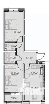 2-к квартира, вторичка, 64м2, 3/13 этаж