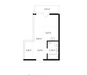 1-к квартира, вторичка, 31м2, 16/19 этаж