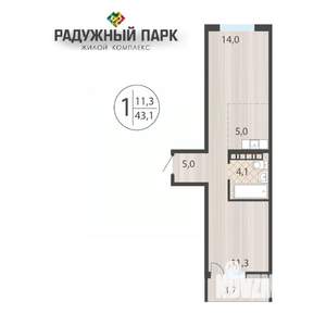 1-к квартира, вторичка, 43м2, 5/16 этаж