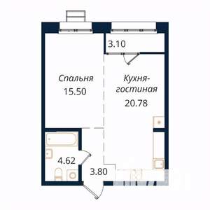 1-к квартира, строящийся дом, 48м2, 8/18 этаж