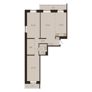3-к квартира, вторичка, 92м2, 2/9 этаж
