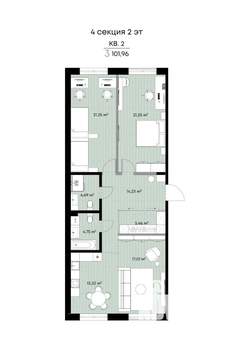 3-к квартира, вторичка, 102м2, 2/9 этаж