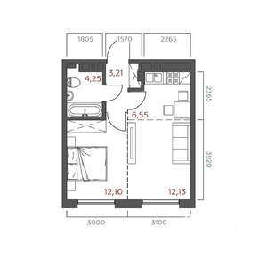 1-к квартира, строящийся дом, 38м2, 10/19 этаж