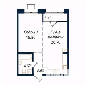 1-к квартира, строящийся дом, 48м2, 10/18 этаж