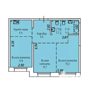 3-к квартира, вторичка, 59м2, 15/19 этаж