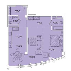 2-к квартира, вторичка, 80м2, 4/7 этаж