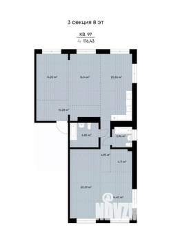4-к квартира, строящийся дом, 116м2, 6/11 этаж