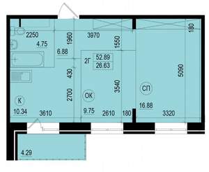 2-к квартира, вторичка, 60м2, 6/15 этаж