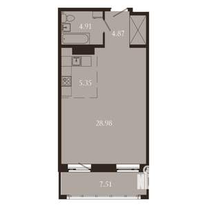 1-к квартира, вторичка, 52м2, 2/15 этаж