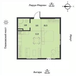 2-к квартира, вторичка, 46м2, 12/19 этаж