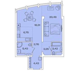 1-к квартира, вторичка, 66м2, 3/7 этаж